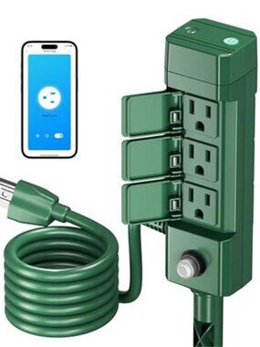 Outdoor Smart Plug Waterproof WiFi Outdoor Outlet Timer with 6 Grounded Outlets